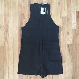 NWT T by ALEXANDER WANG Black Dobby Striped Romper - like Ilana Kohn Gary Romper
